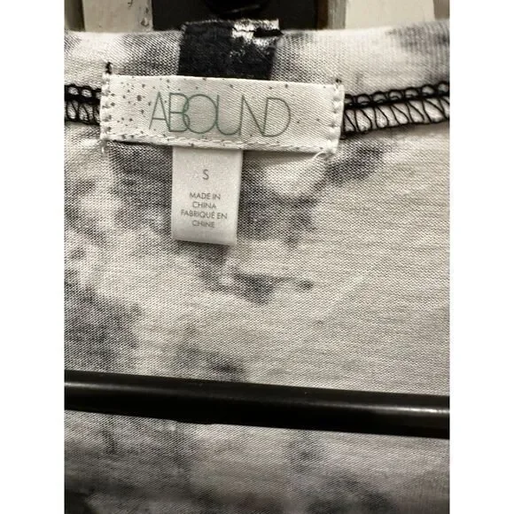 Abound Women's Small Black White Tie Dye Jersey Crew A-Line Mini Shirt Dress - Picture 5 of 5